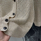 Openwork Knit V-Neck Cardigan