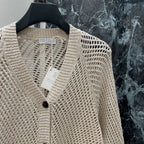 Openwork Knit V-Neck Cardigan
