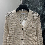 Openwork Knit V-Neck Cardigan