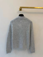 Openwork Knit Stand-Collar Cardigan