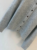 Openwork Knit Stand-Collar Cardigan