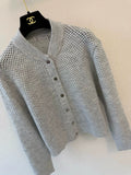 Openwork Knit Stand-Collar Cardigan