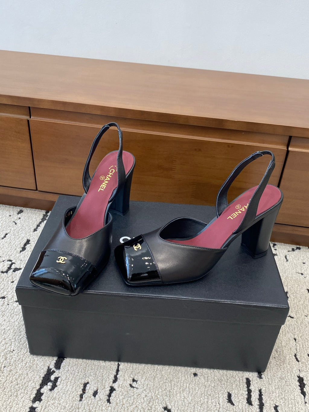 Square-Toe Slingback Mary Jane Heeled Sandals