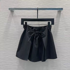 Drawstring Pleated Mini Skirt