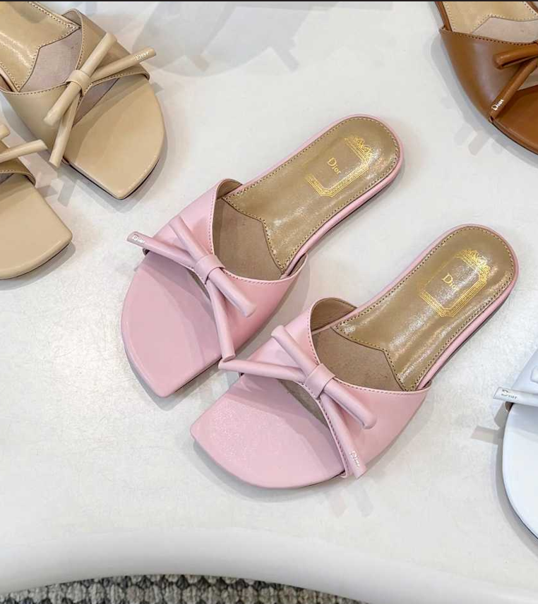 D Bow Flat Slide Sandals 2026