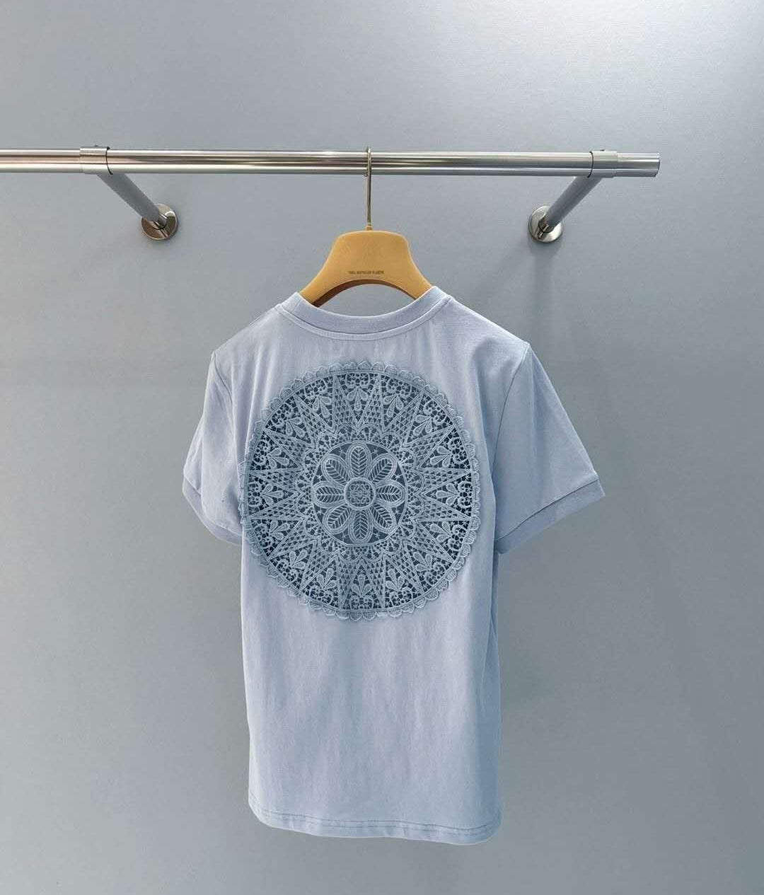 Lo 25SS  Slim-Fit Back Heavy Lace Short-Sleeve T-Shirt