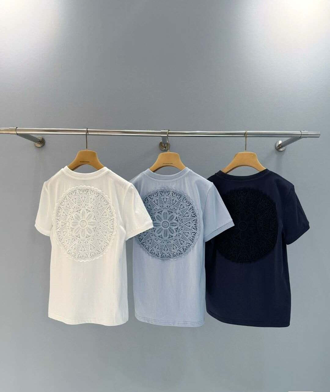 Lo 25SS  Slim-Fit Back Heavy Lace Short-Sleeve T-Shirt