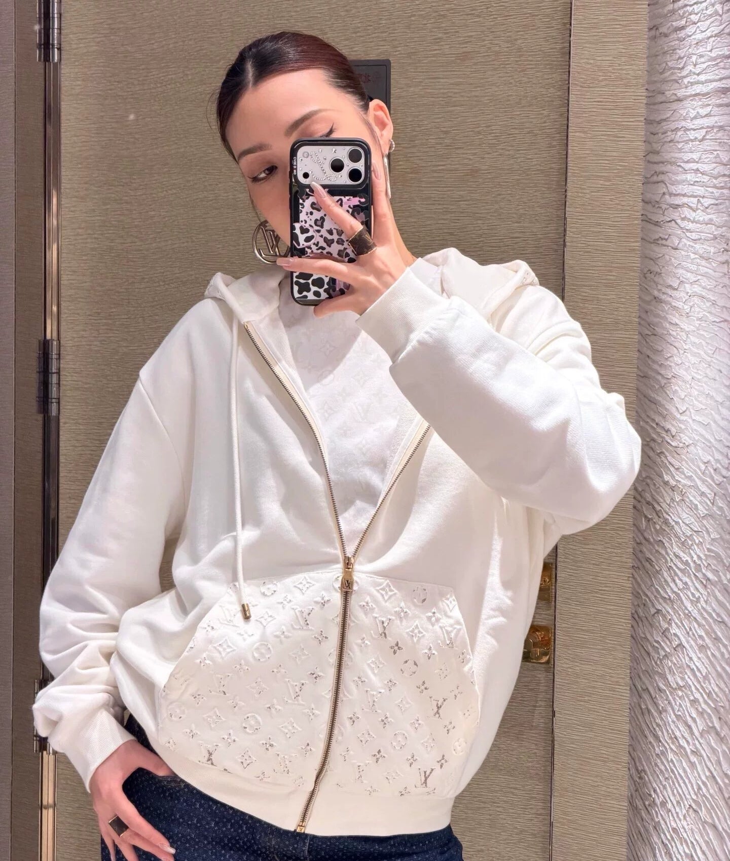 26FW Reflective Monogram Zip Hoodie