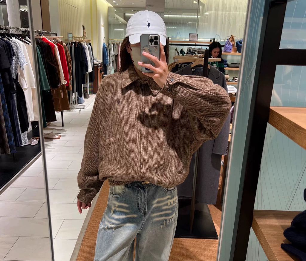 26 AW Pony Embroidered Herringbone Wool Jacket