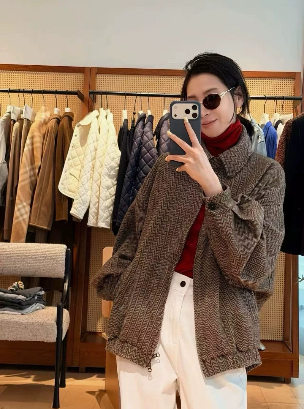 26 AW Pony Embroidered Herringbone Wool Jacket