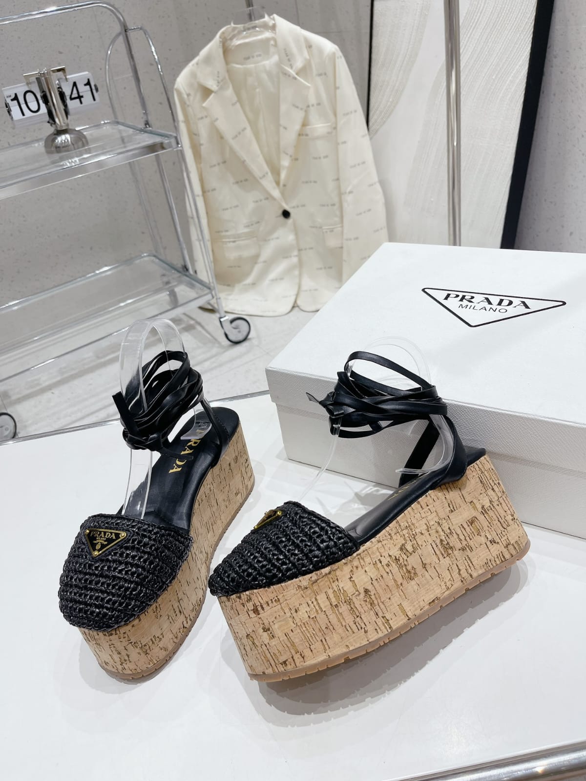 P*ra*da 2023 Roman Woven Wood Grain Sandals: Eco-Friendly Retro Chic