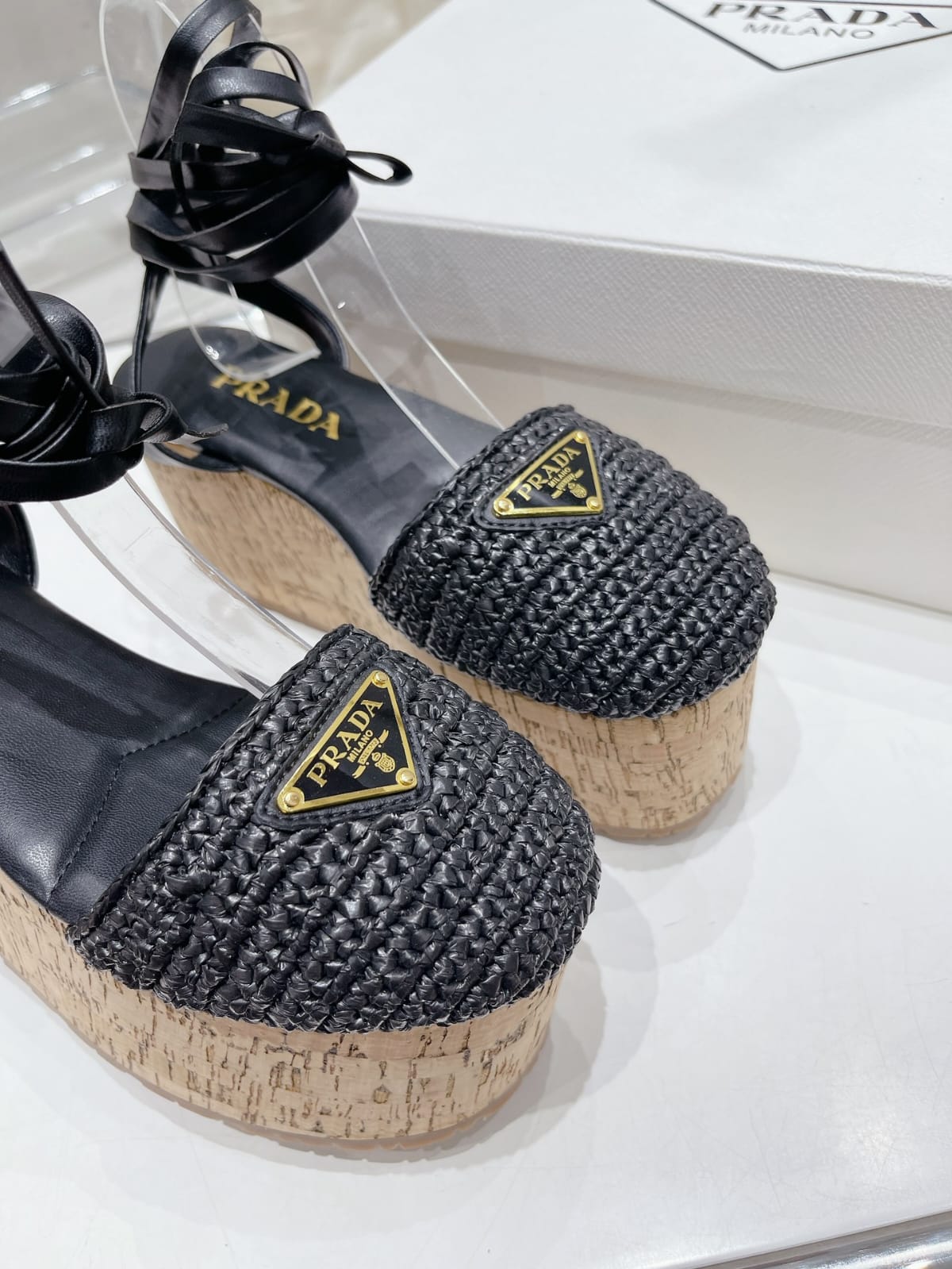 P*ra*da 2023 Roman Woven Wood Grain Sandals: Eco-Friendly Retro Chic