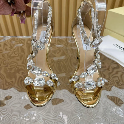 J*i*m*y Ch*o Spring & Summer Rhinestone High-Heeled Sandals