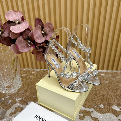 J*i*m*y Ch*o Spring & Summer Rhinestone High-Heeled Sandals