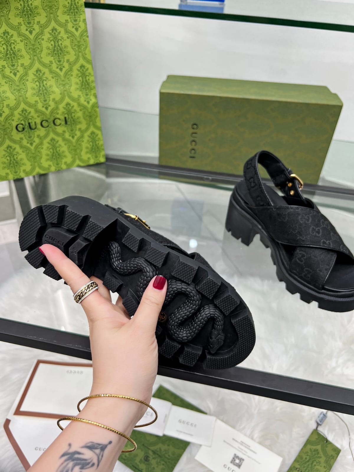 Gu*cc*i Classic Thick-Soled Roman Sandals