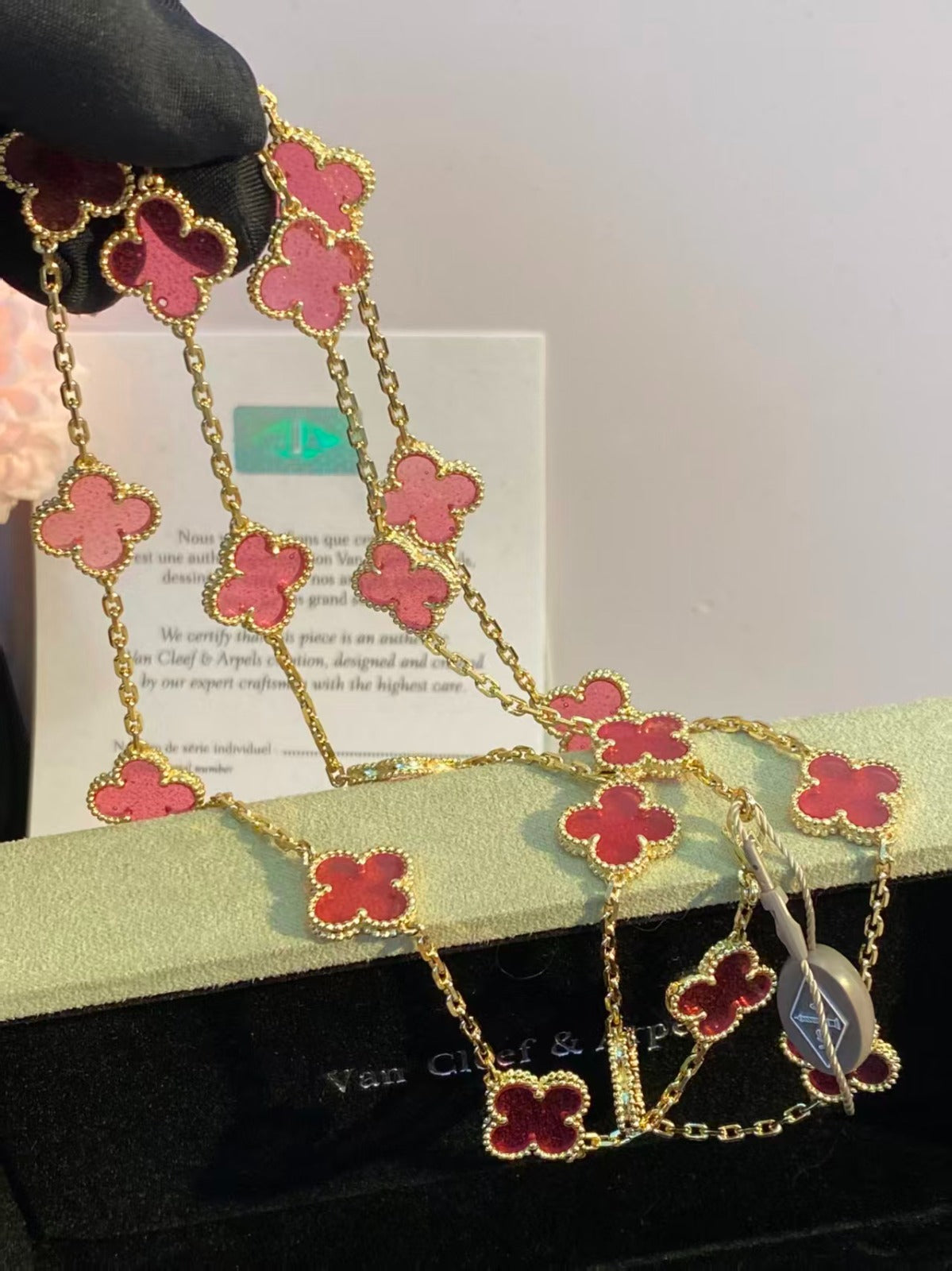 Bubble Pink Clover Necklace