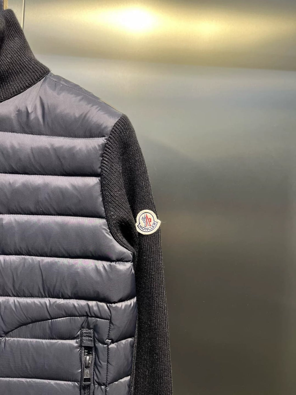 Men’s Hooded Knit-Paneled Down Jacket