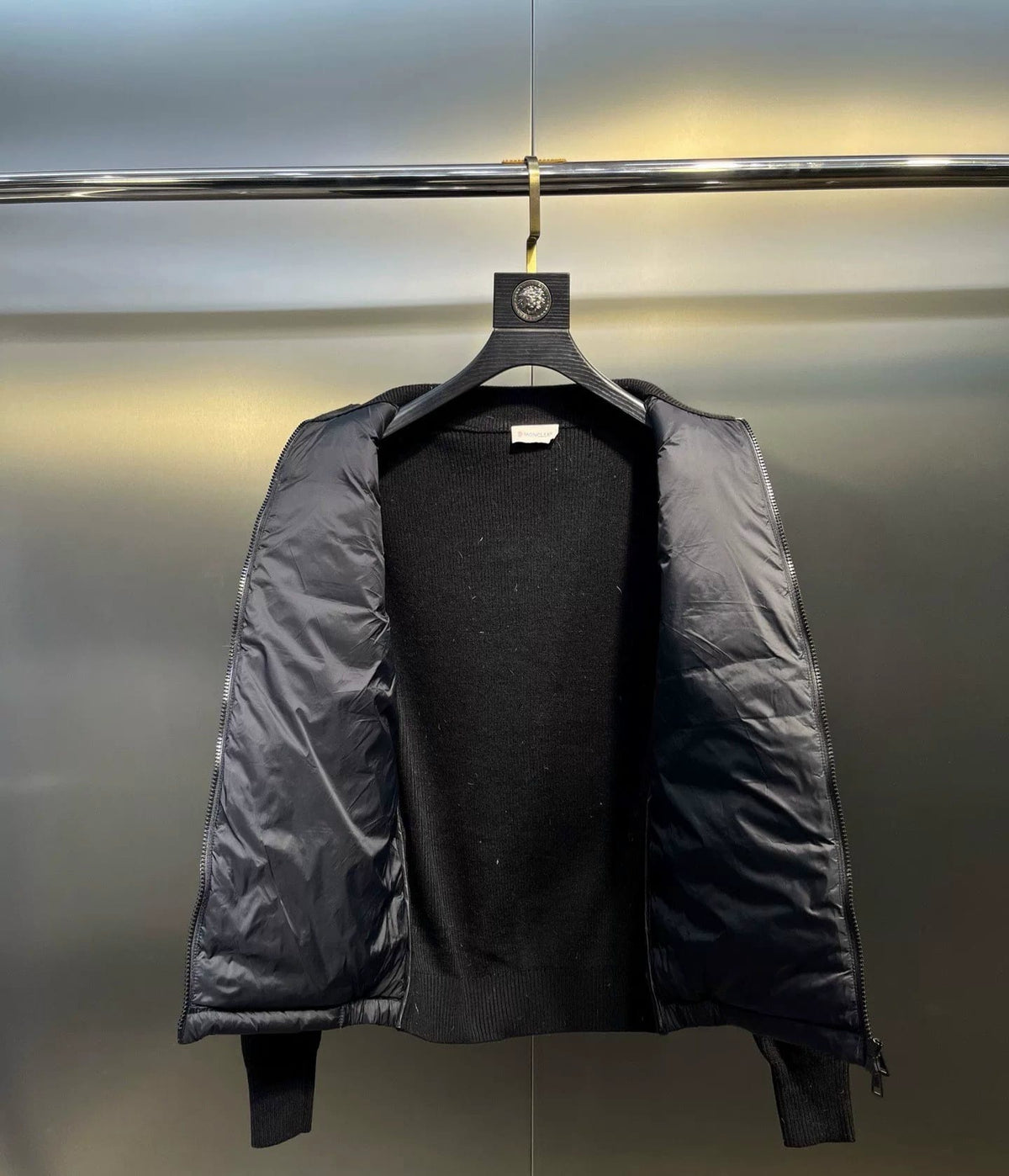 Men’s Hooded Knit-Paneled Down Jacket