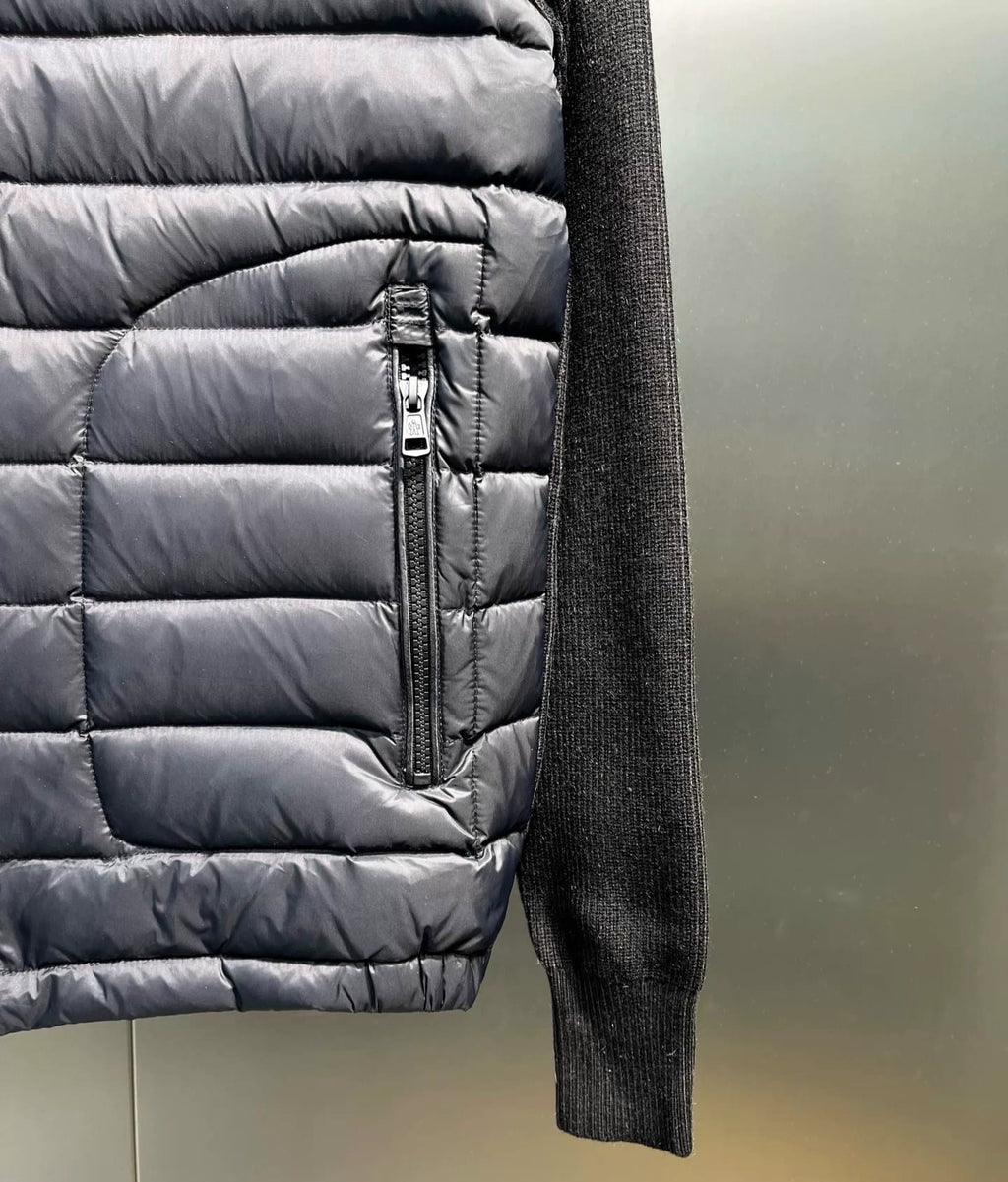 Men’s Hooded Knit-Paneled Down Jacket