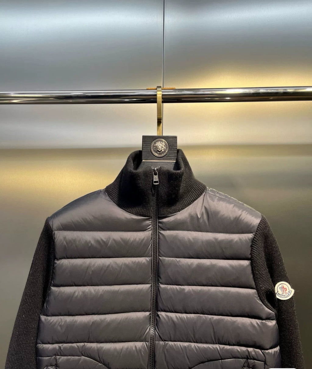 Men’s Hooded Knit-Paneled Down Jacket