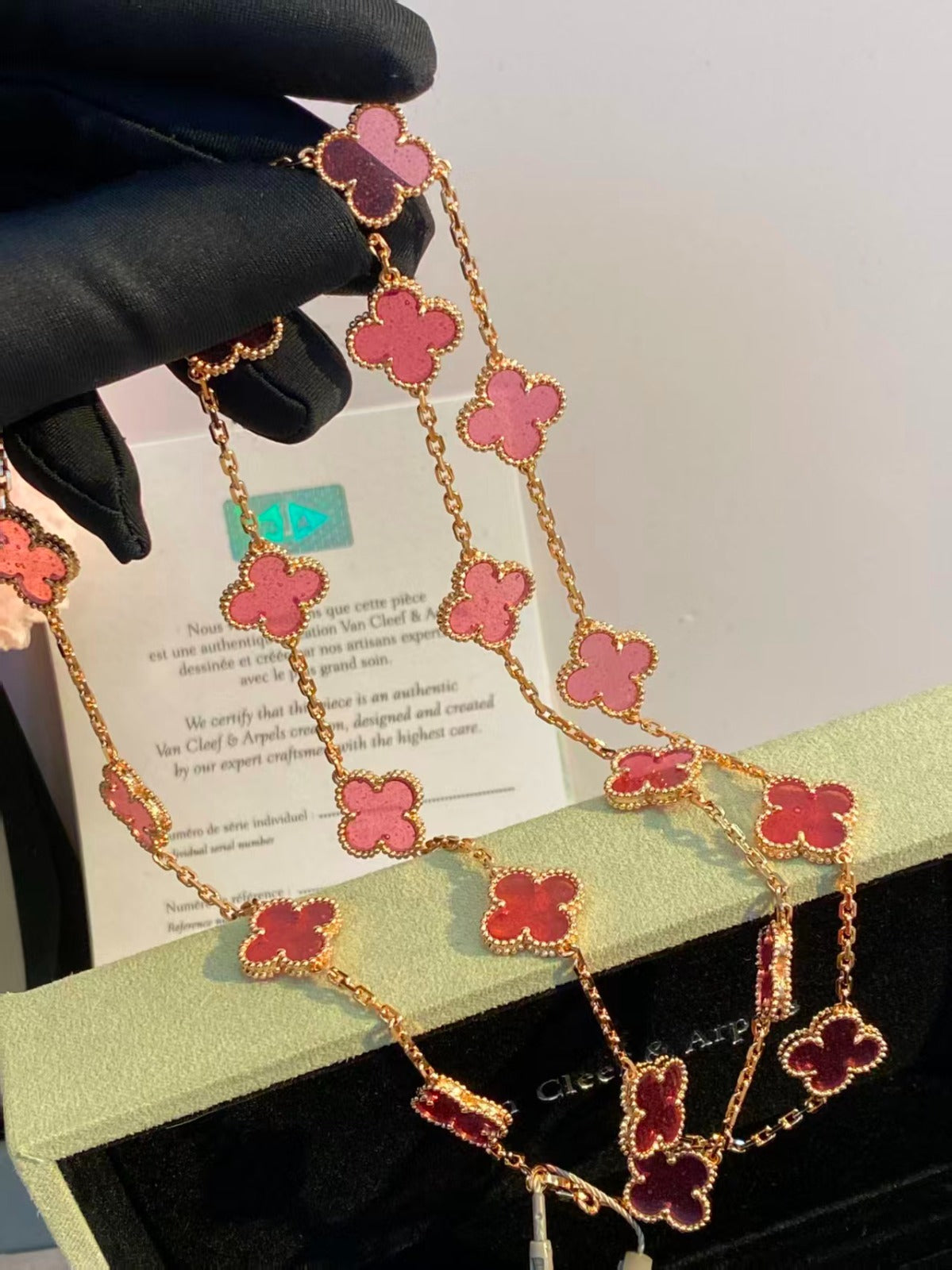 Bubble Pink Clover Necklace