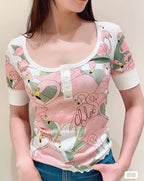 Flamingo Print U-Neck Tee | 2026 SS