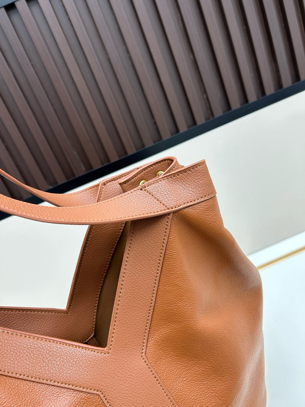 Y Soft-Grain Leather Tote Bucket Bag