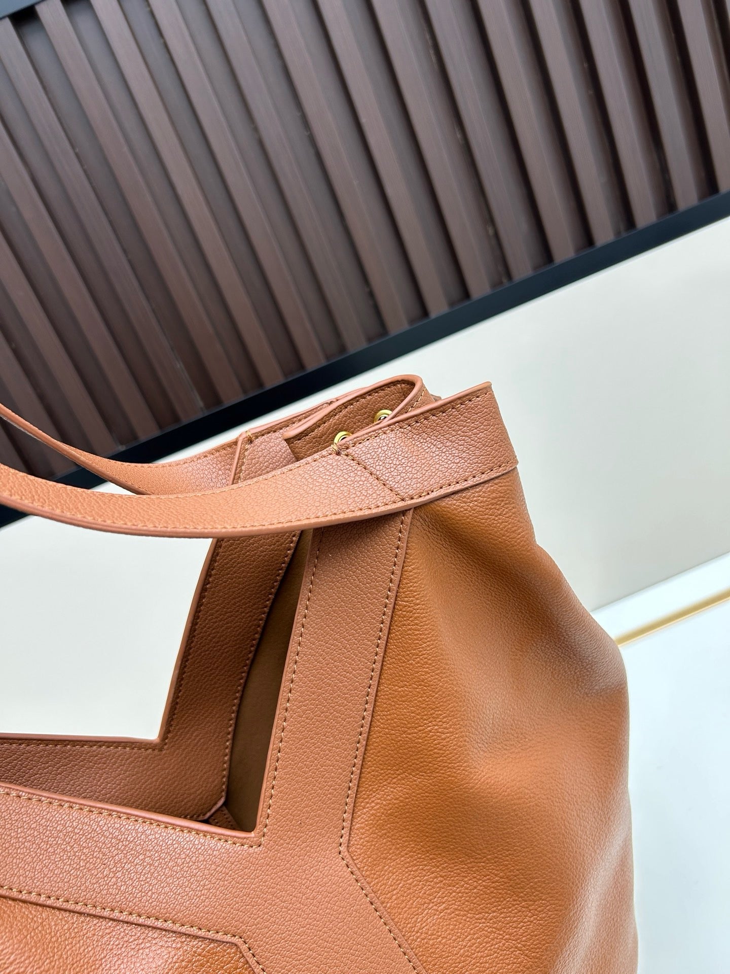 Y Soft-Grain Leather Tote Bucket Bag