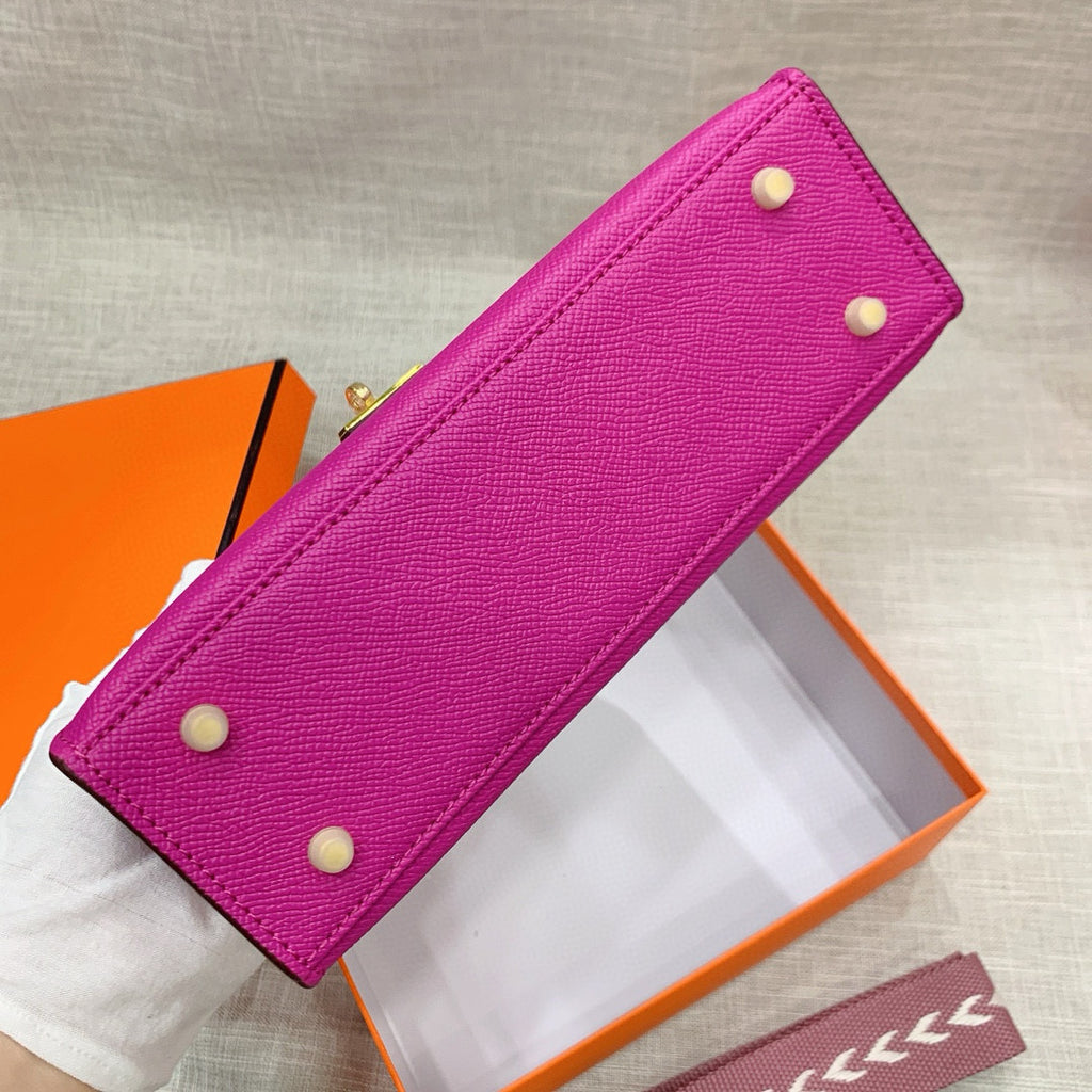 Kelly Palm-Grain Leather Structured Handbag