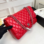 Maxi Quilted Flap Bag in Lambskin — 33cm