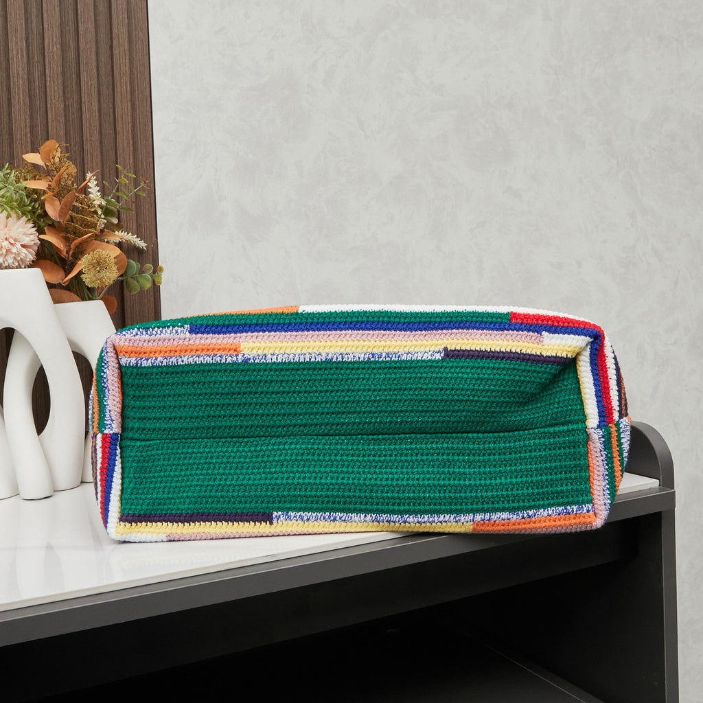 Handwoven Rainbow Embroidered Raffia Tote Bag