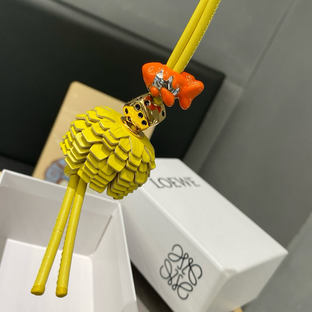 Beaded Leather Goldfish Charm 🐟