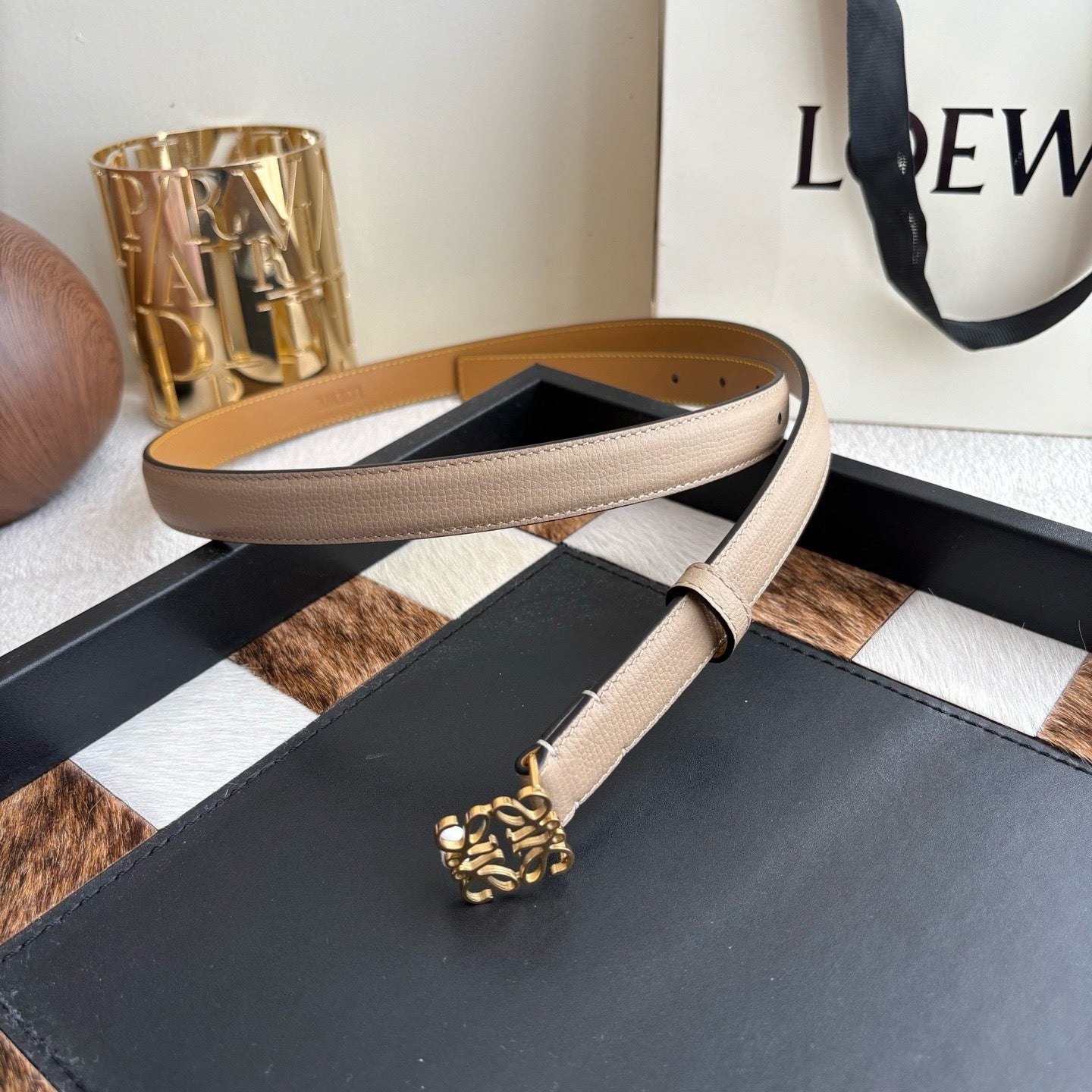 Anagram Buckle Leather Belt
