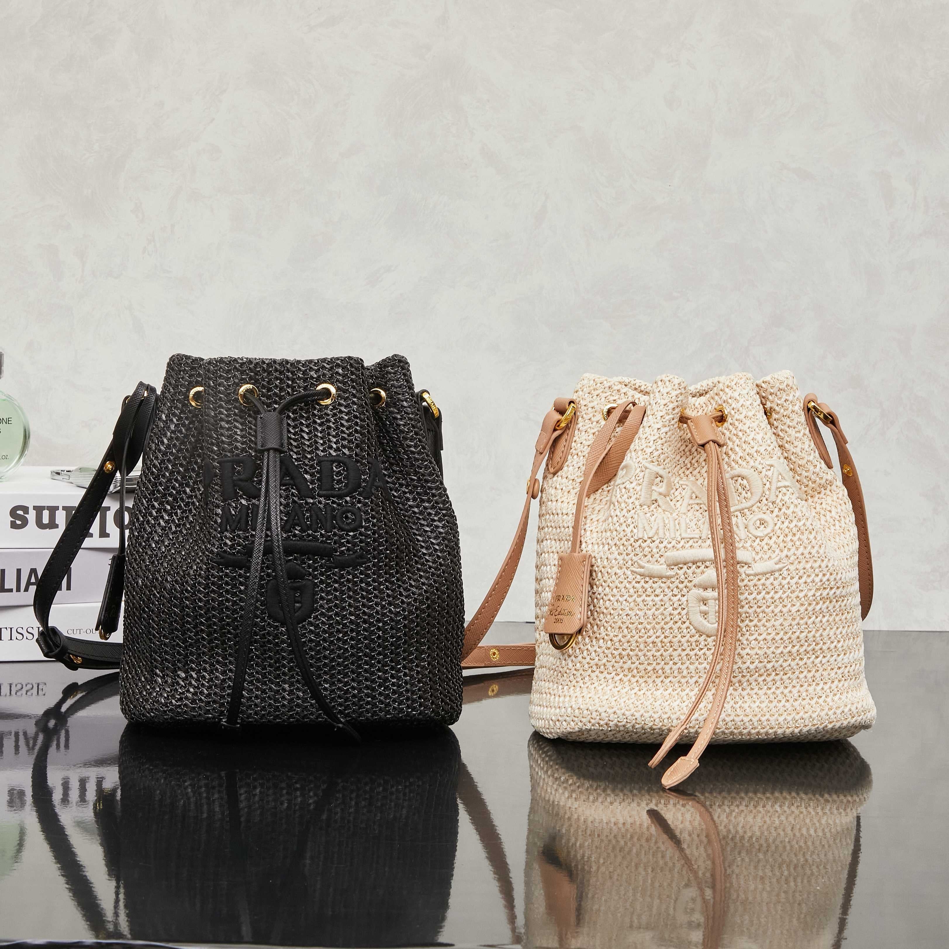 Raffia Woven Bucket Bag