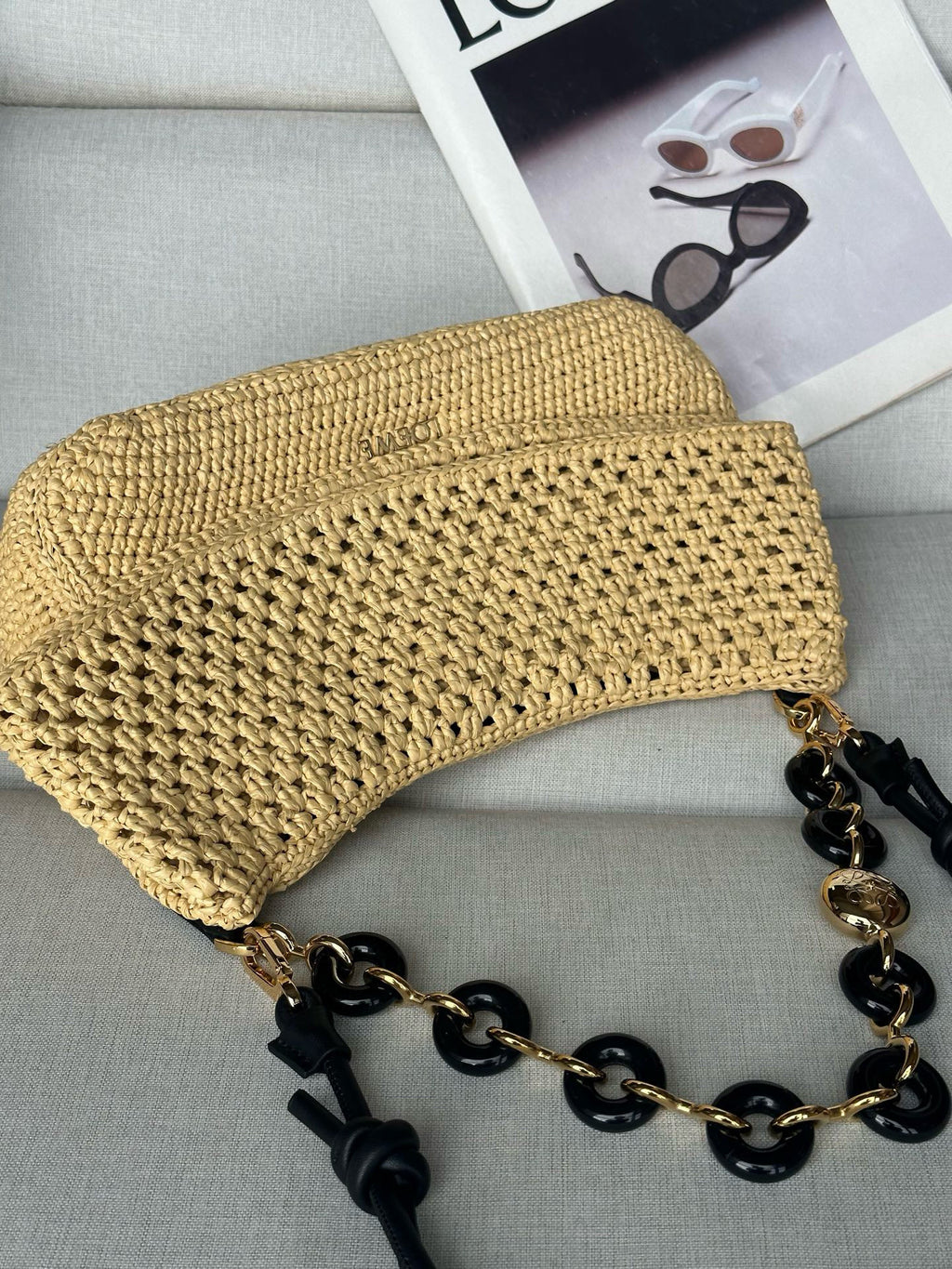 Woven Straw Bag | 7019A | Chain Strap (Premium Quality )