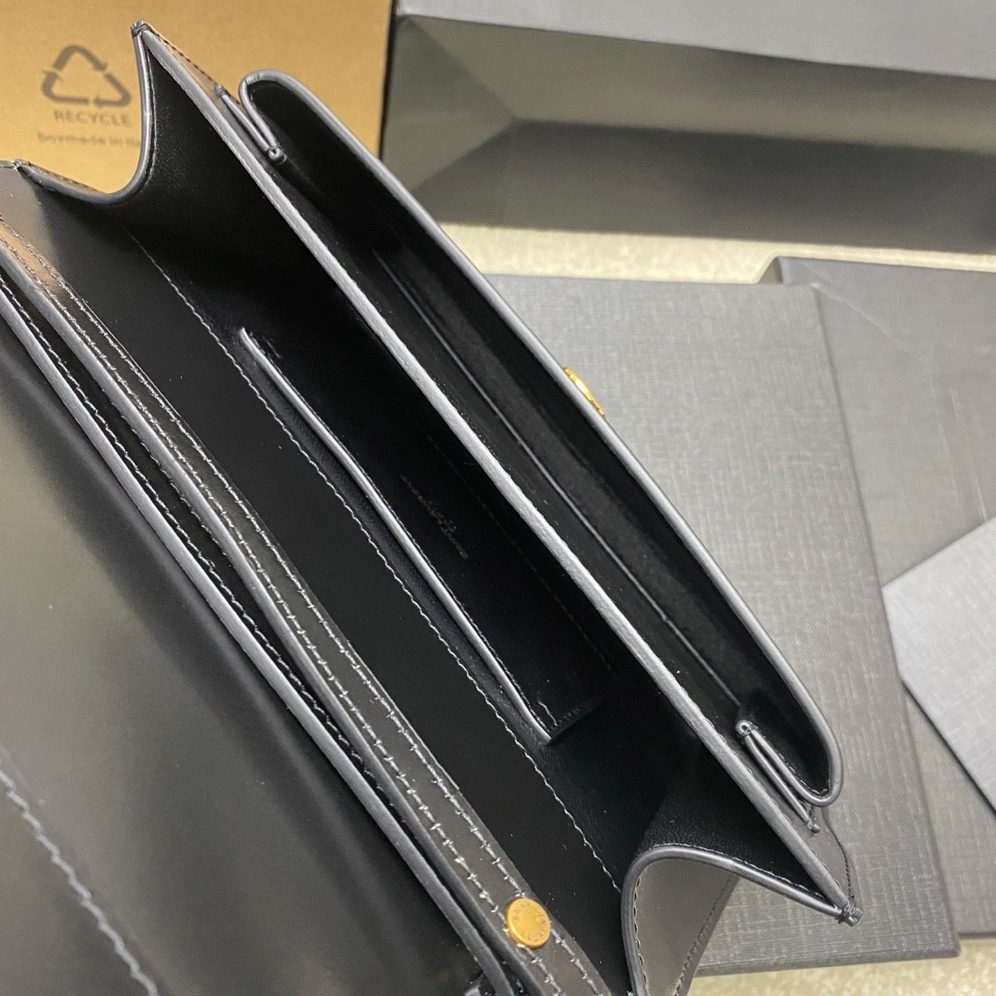 Premium Black Leather Sunset Box Clutch