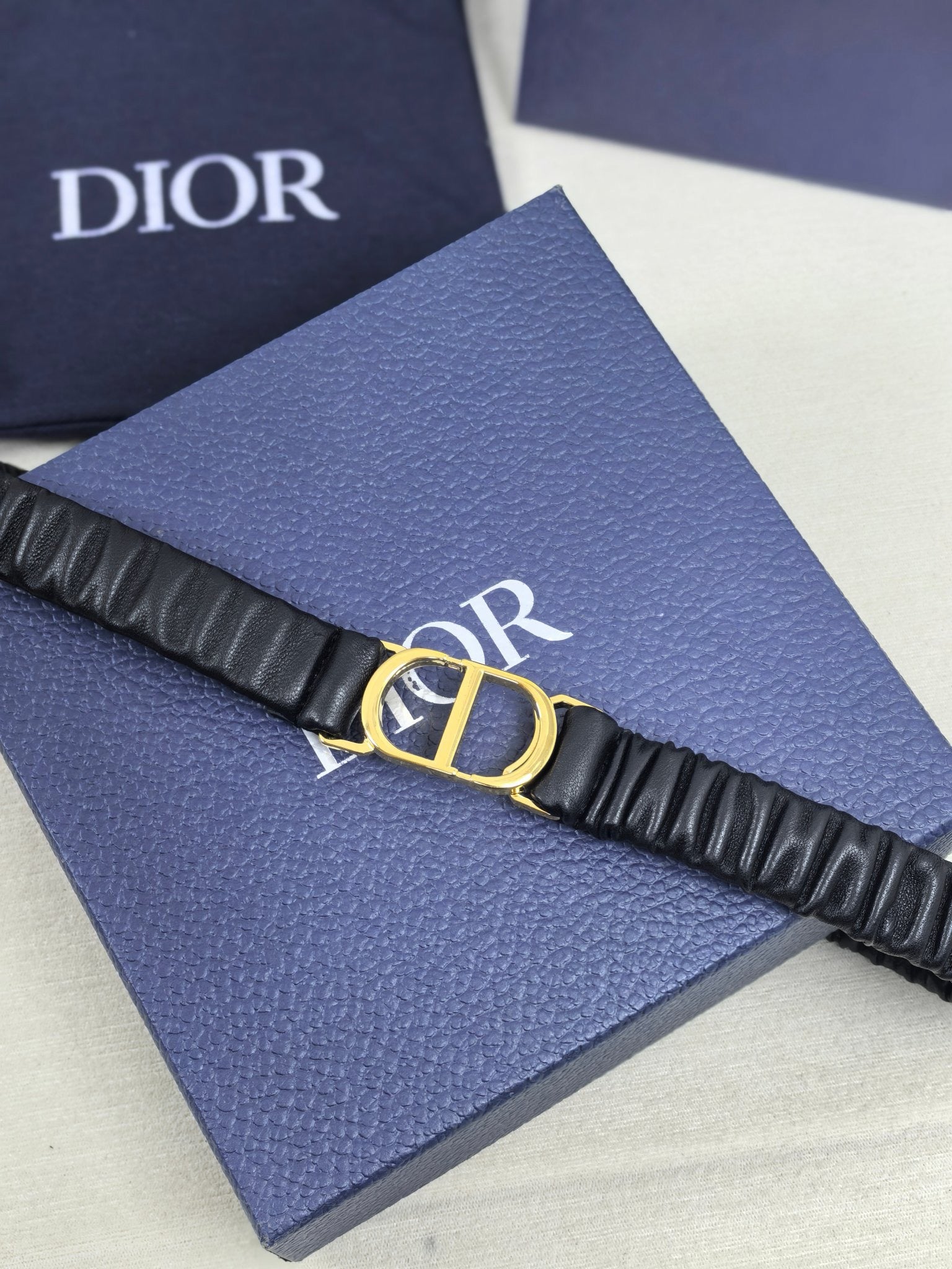 Gold Buckle Elastic Waist Belt