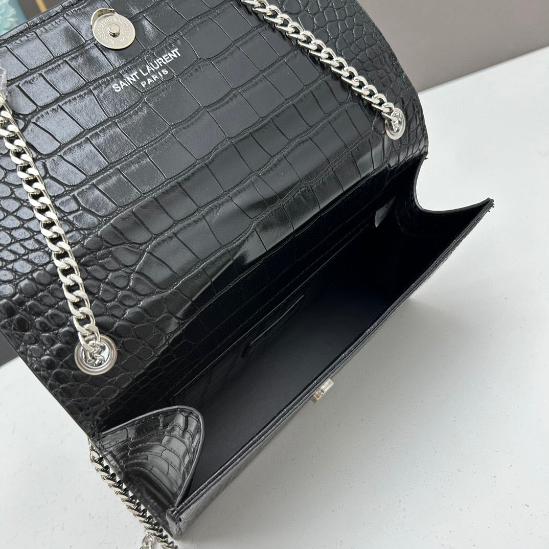 Y*S*L Crocodile Embossed Tassel Bag