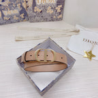 3.0cm Reversible Calfskin Leather Belt – Rotating Metal Buckle