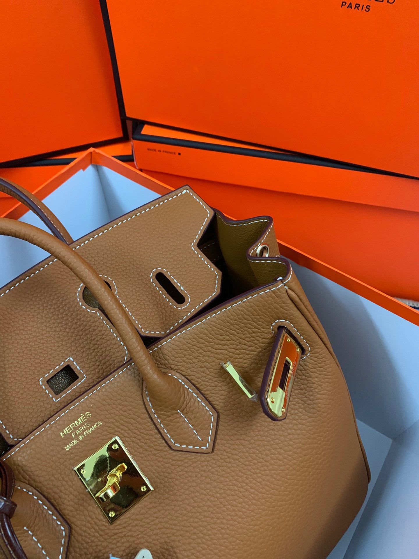 Birkin Platinum Color-Blocked Women's Bag from the Exclusive TOGO Series