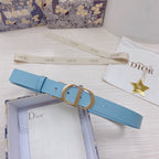 3.0cm Reversible Calfskin Leather Belt – Rotating Metal Buckle