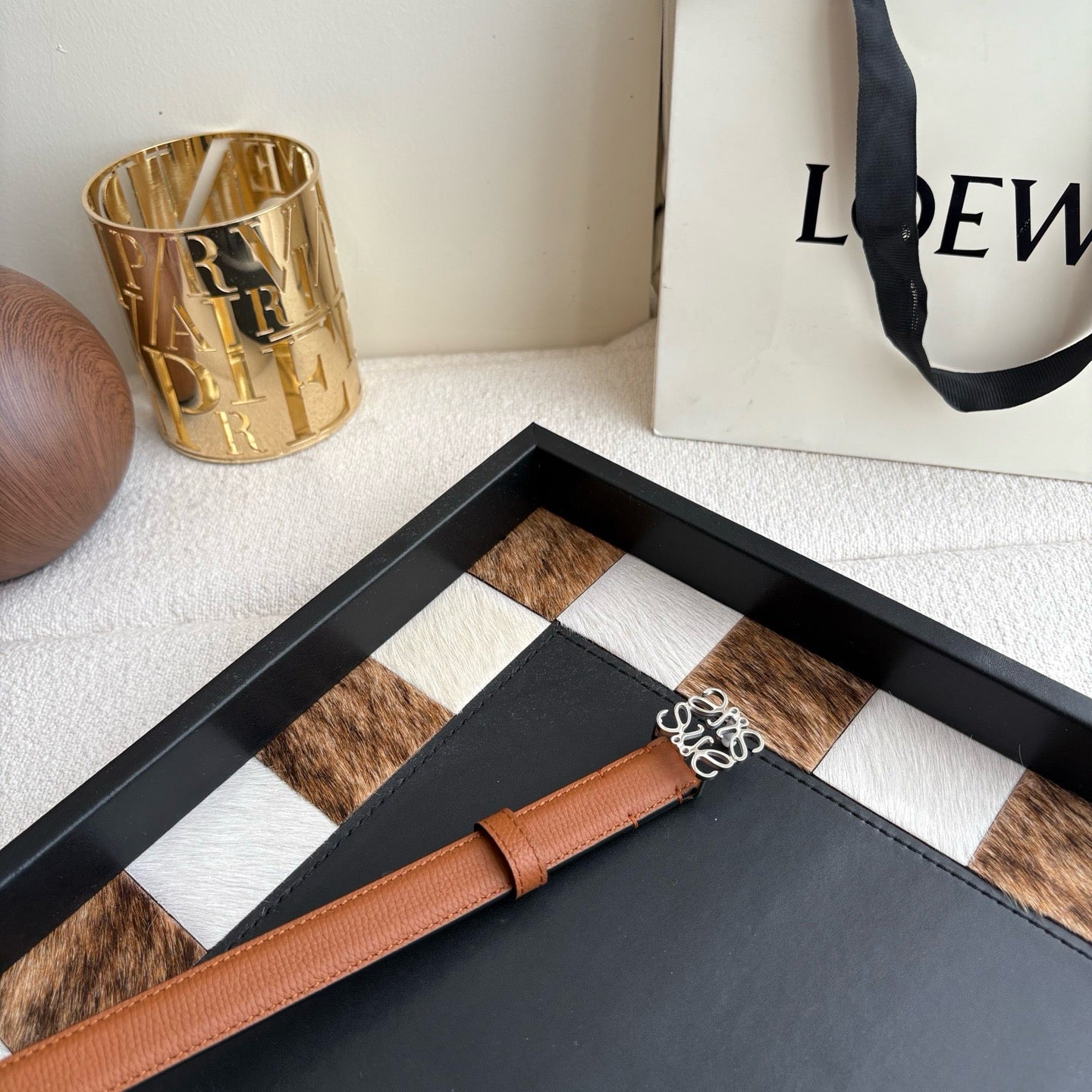 Anagram Buckle Leather Belt