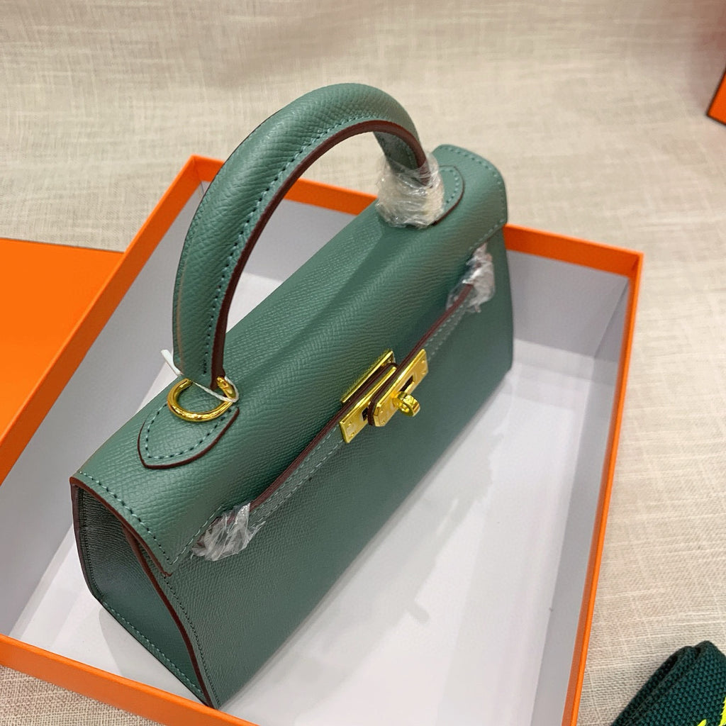 Kelly Palm-Grain Leather Structured Handbag