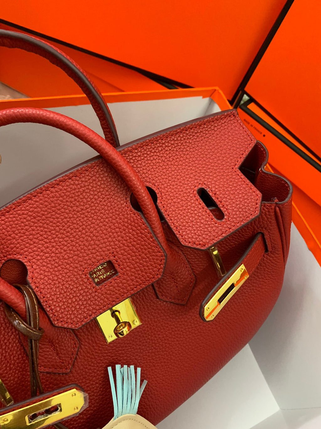 Birkin Platinum Color-Blocked Women's Bag from the Exclusive TOGO Series