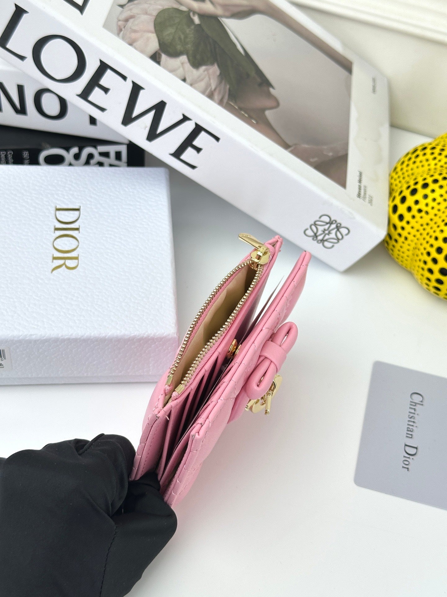 D Bow Logo Card Holder | S2867/ S2866| Lambskin |