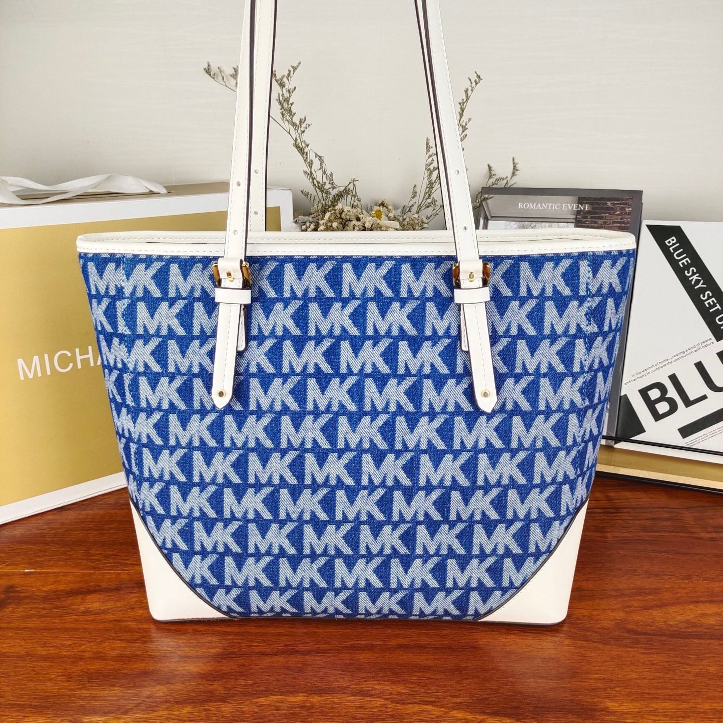 M*K Leather and Canvas Tote