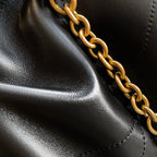 Elegant Black Lambskin Shoulder Tote