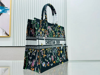 D!or Book Tote (BLACK floral)