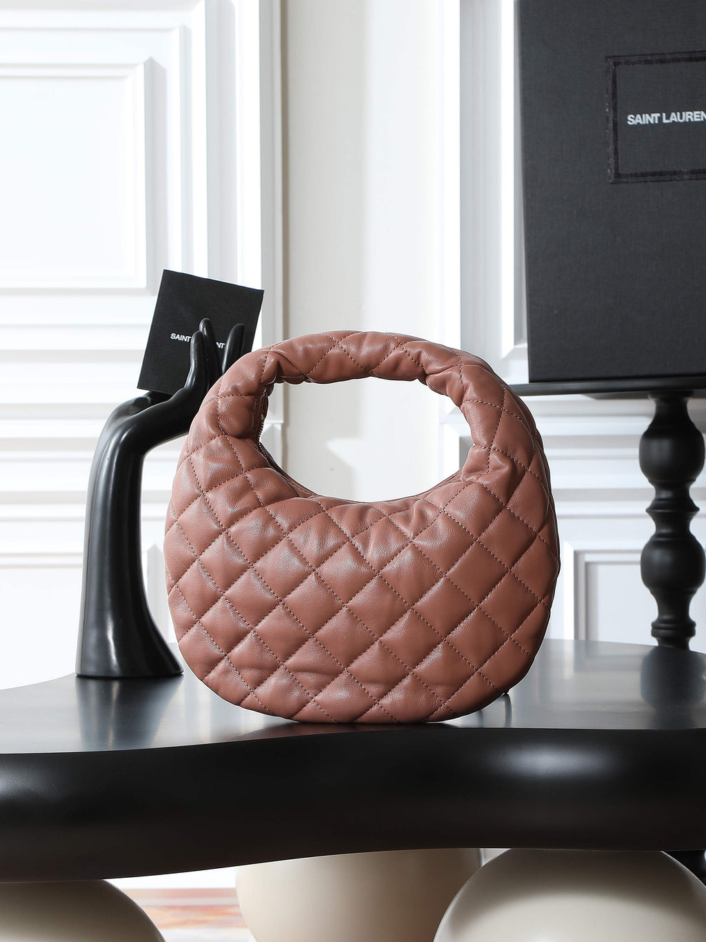 ICare Baby Pink Napa Leather Croissant Shoulder Bag