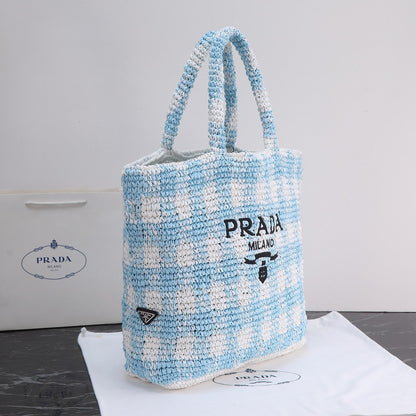 Pra*da Purely Hand-Woven Fiber Tote Bag - Large Size